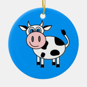 Happy Boy Cow Ceramic Ornament