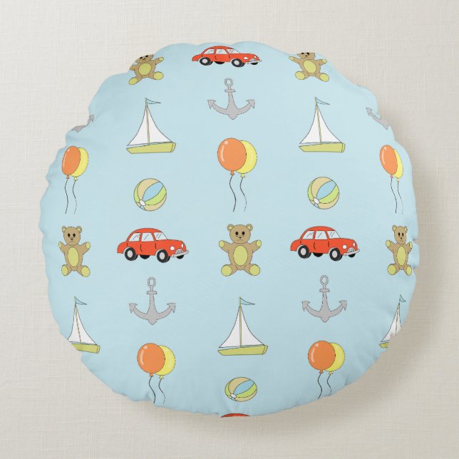 Happy boy round pillow (Front)