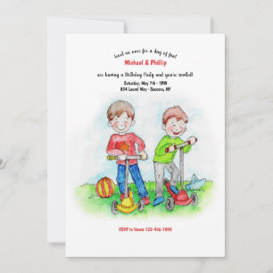 Happy Boys at Play Invitation