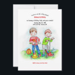 Happy Boys at Play Invitation<br><div class="desc">A colourful invitation showing two happy little boys at play. Perfect siblings party invitation or twin boys birthday invitation. (Image by Freepik). The card is easy to customize with your wording, font and font colour. Not exactly what you're looking for? All our products can be custom designed to meet your...</div>