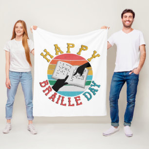 Happy Braille Day Fleece Blanket