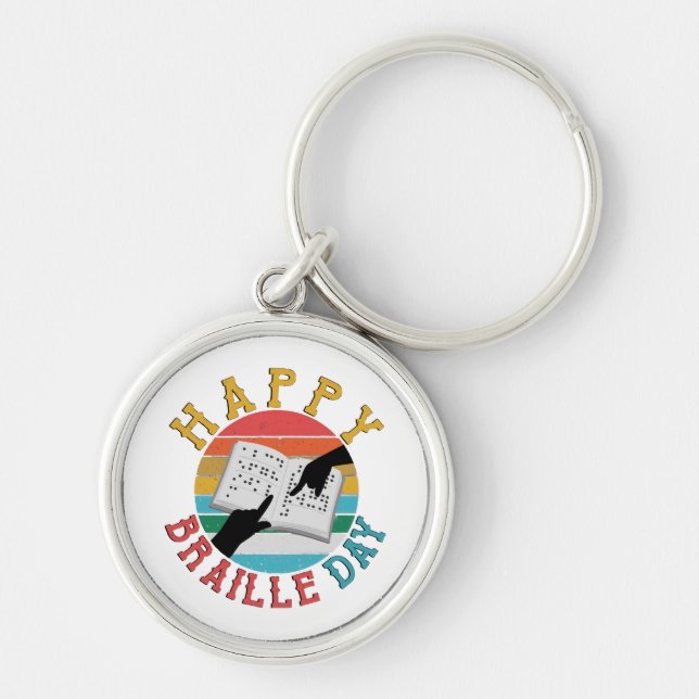 Happy Braille Day Keychain (Front)