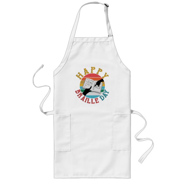 Happy Braille Day Long Apron (Front)