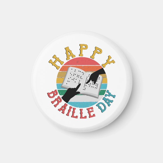 Happy Braille Day Magnet (Front)