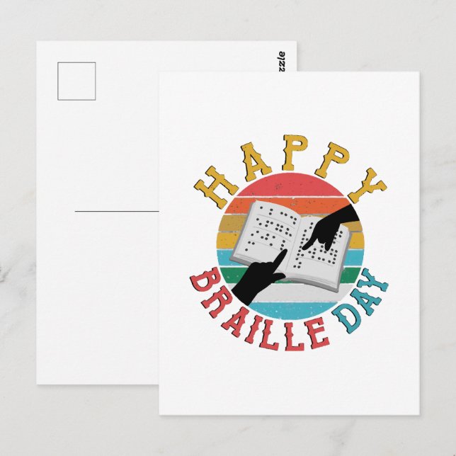 Happy Braille Day Postcard (Front/Back)