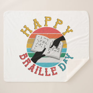 Happy Braille Day Sherpa Blanket