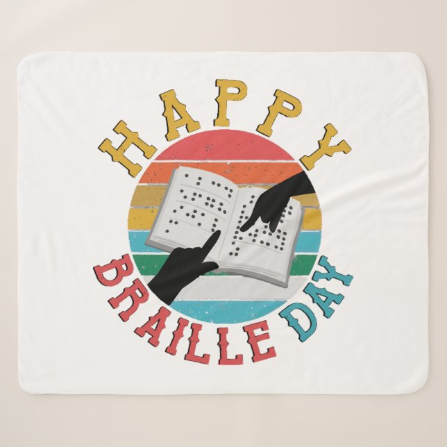 Happy Braille Day Sherpa Blanket (Front (Horizontal))