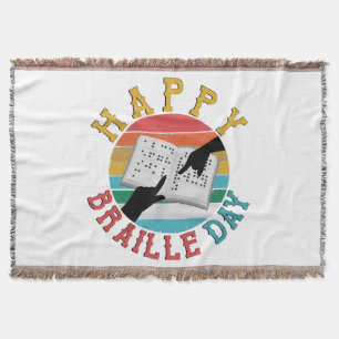 Happy Braille Day Throw Blanket