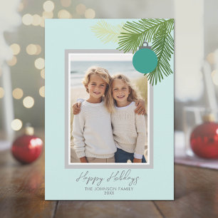 Happy Branches with Portrait Christmas Photo Holiday Card