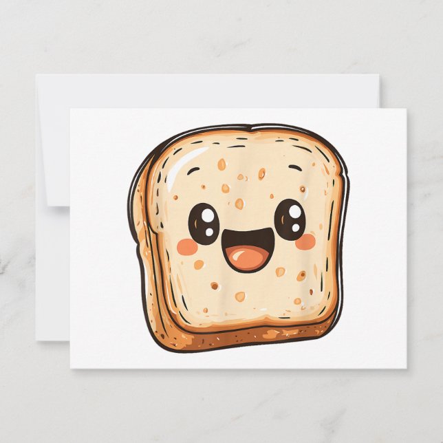 Happy Bread Slice Cartoon Smiling Toast Invitation (Front)