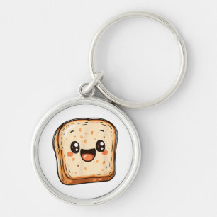 Happy Bread Slice Cartoon Smiling Toast Keychain