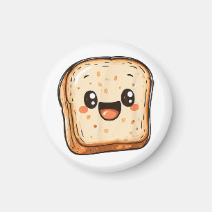 Happy Bread Slice Cartoon Smiling Toast Magnet