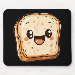 Happy Bread Slice Cartoon Smiling Toast Mouse Pad