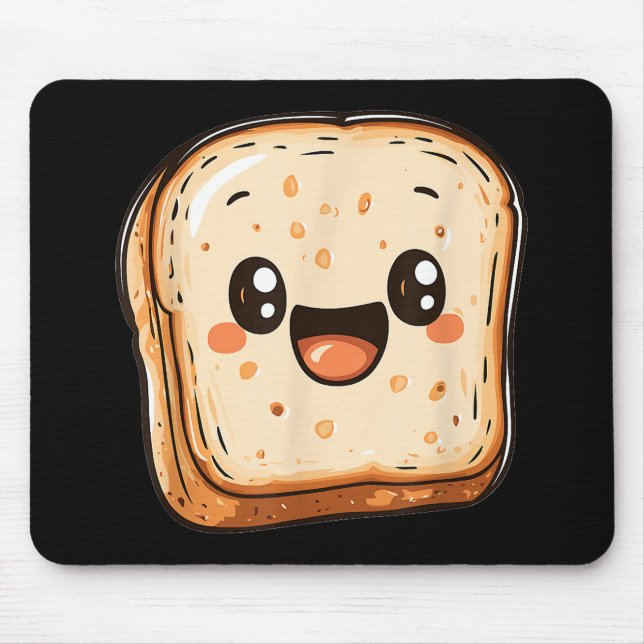 Happy Bread Slice Cartoon Smiling Toast Mouse Pad (Front)