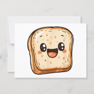 Happy Bread Slice Cartoon Smiling Toast Postcard