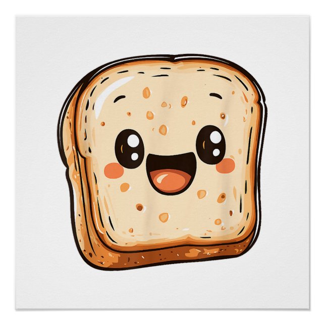 Happy Bread Slice Cartoon Smiling Toast Poster (Front)