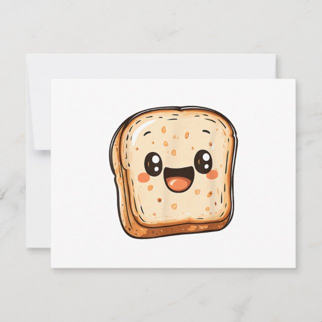Happy Bread Slice Cartoon Smiling Toast RSVP Card (Front)