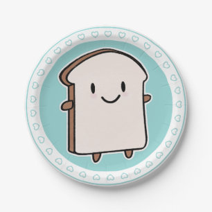 Happy Bread Slice Paper Plate