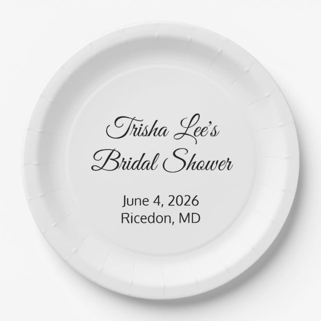 Happy Bridal Shower White Paper Plate (Front)