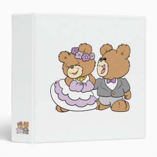 happy bride and groom cute teddy bears binder