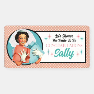 Happy Bride Retro Bridal Shower Party Banner