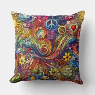 Happy Bright Coloured Boho Throw pillow