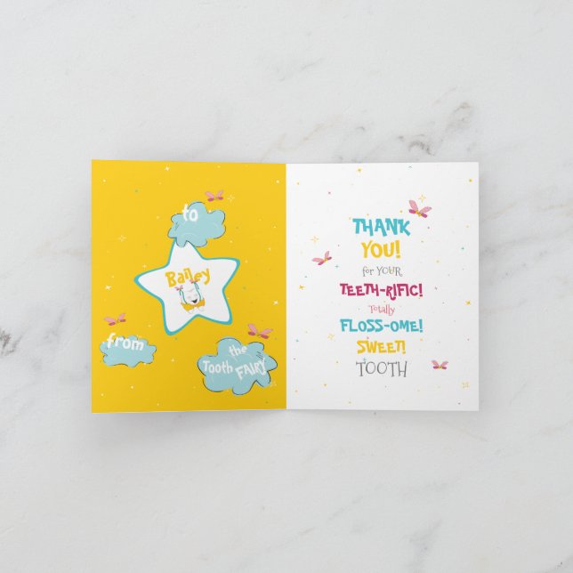 Happy Bright Tooth Fairy Land Sparkly Magical Fun Card (Inside)
