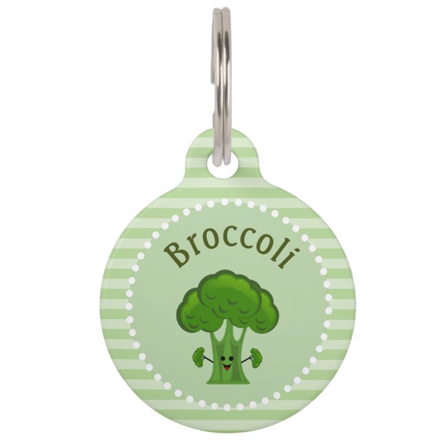 Happy Broccoli Personalized Pet Tag (Front)