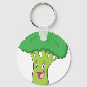Happy Broccoli Vegetable Smiling Keychain