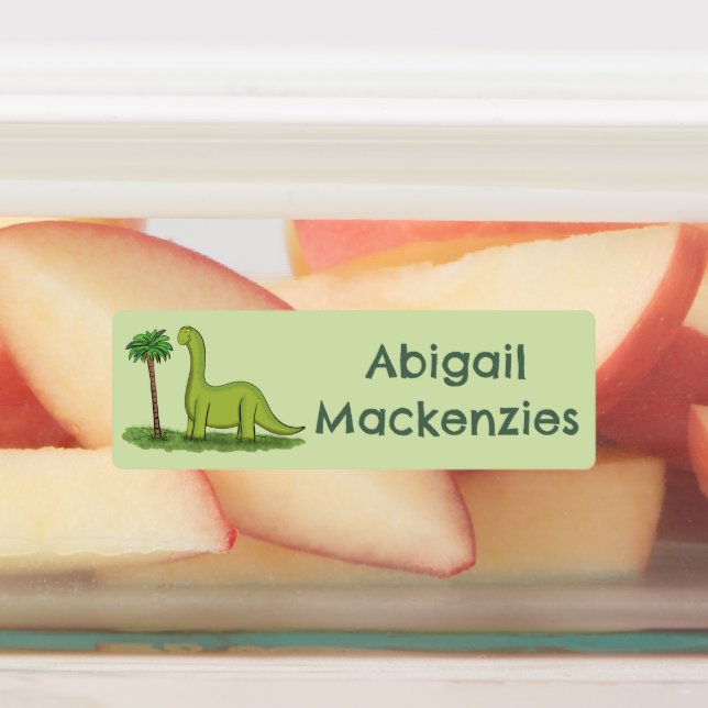 Happy brontosaurus dinosaur cartoon personalized (Affixed)