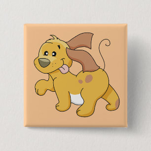 Happy Brown Dog Tshirts and Gifts 2 Inch Square Button