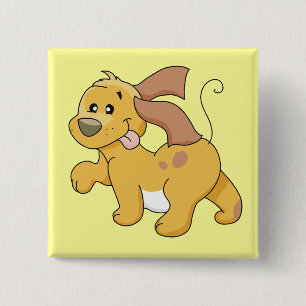 Happy Brown Dog Tshirts and Gifts 2 Inch Square Button