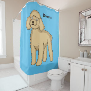Happy brown poodle cartoon illustration