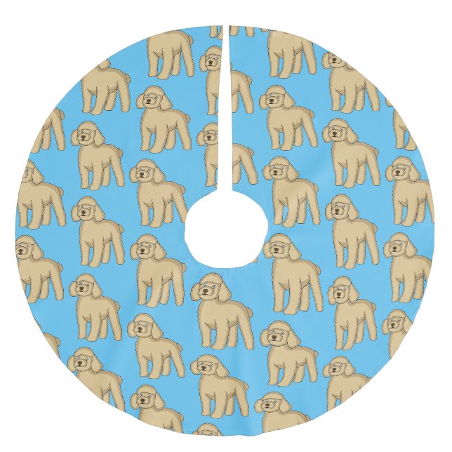 Happy brown poodle cartoon illustration  brushed polyester tree skirt (Front)