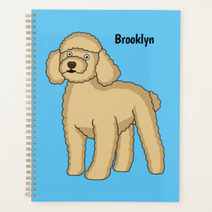 Happy brown poodle cartoon illustration planner