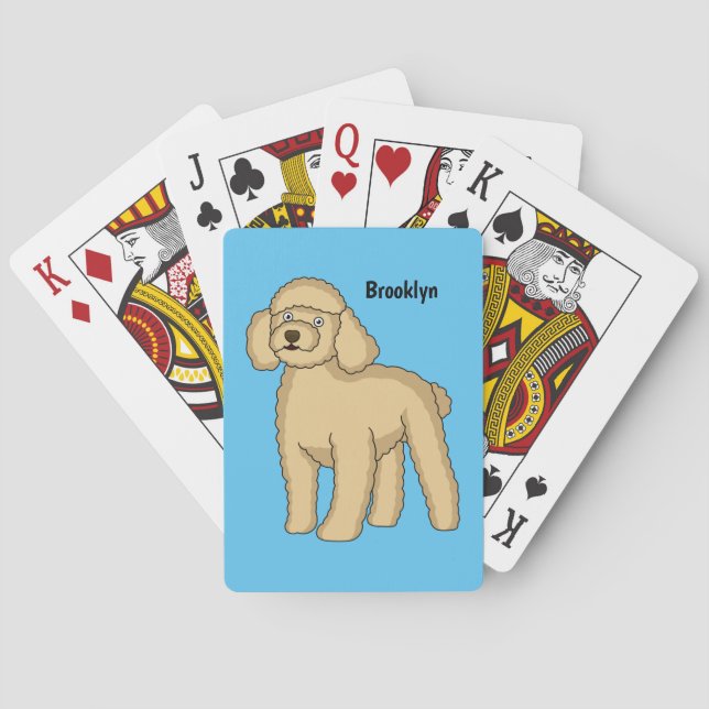 Happy brown poodle cartoon illustration  playing cards (Back)