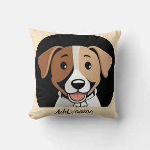 Happy brown puppy dog for kids room decor throw pillow