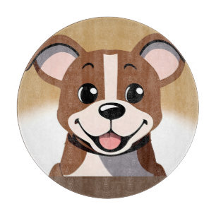 Happy Brown Puppy Dog Smiling Brightly Cutting Board