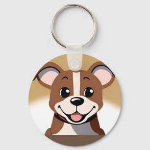 Happy Brown Puppy Dog Smiling Brightly Keychain