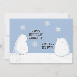 Happy BRRthday Polar Bear Winter Birthday Name  Card
