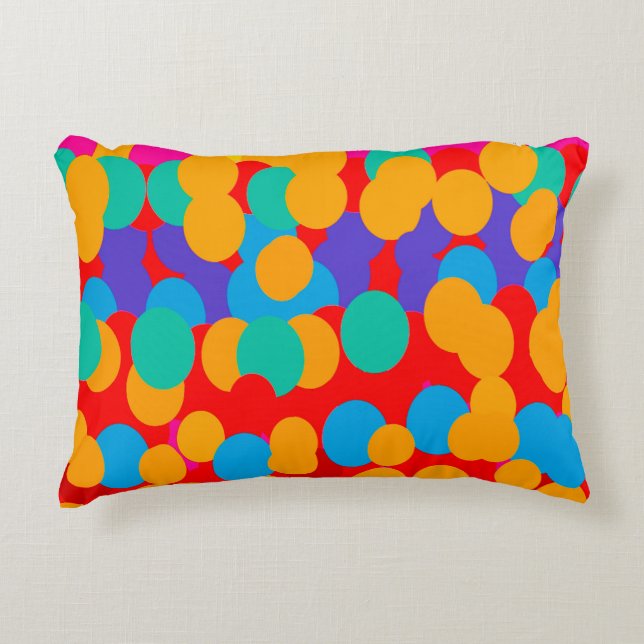 HAPPY BUBBLE PATTERNS MIXED COLORS ACCENT PILLOW (Front)