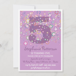 Happy Bubbles! Colourful Age Number Birthday Party Invitation