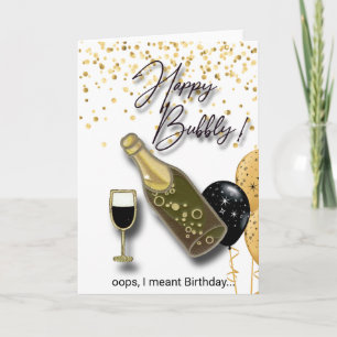 happy bubbly champagne birthday card