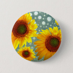 Happy Bubbly Sunflowers 2 Inch Round Button