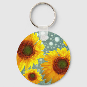 Happy Bubbly Sunflowers Keychain