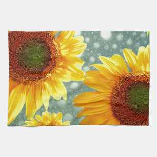 Happy Bubbly Sunflowers Kitchen Towel
