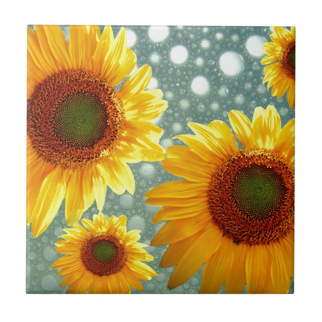 Happy Bubbly Sunflowers Tile (Front)