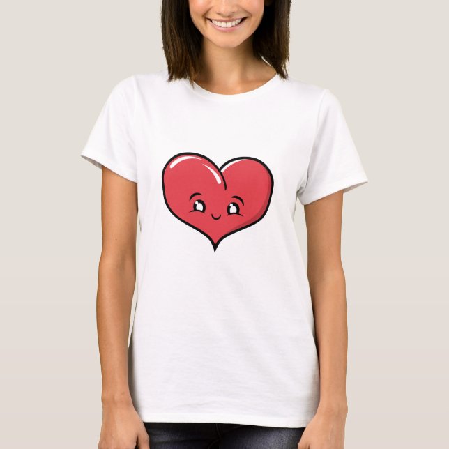 Happy Buble Heart Design T-Shirt (Front)
