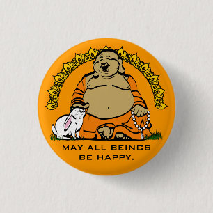 HAPPY BUDDHA 1 INCH ROUND BUTTON