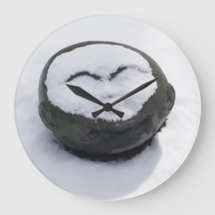 Happy Buddha With Snow Facial Large Clock
